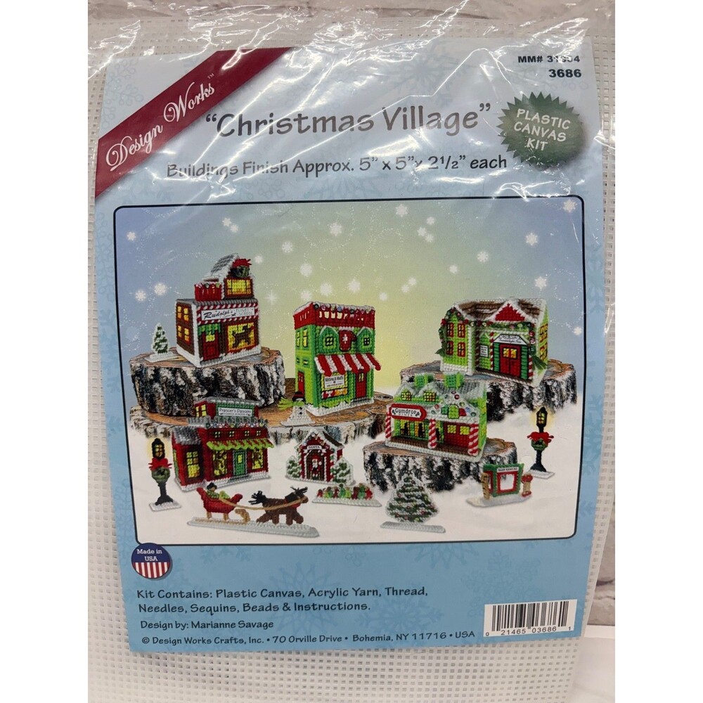 Design Works Crafts Christmas Village Plastic Canvas Kit Sealed